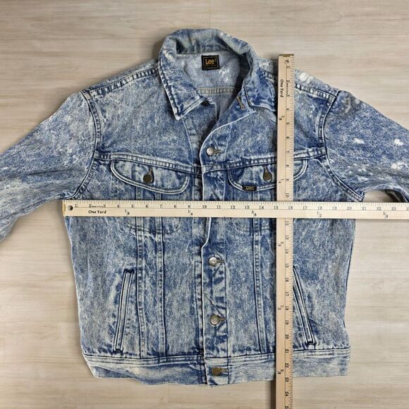 Vintage‎ Lee Acid Wash Denim Trucker Jacket PATD 153438 Blue USA Size Medium - Picture 5 of 9